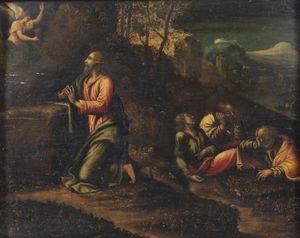 ARTISTA FERRARESE DEL XVI-XVII SECOLO - Gesù nel giardino del Getsemani
