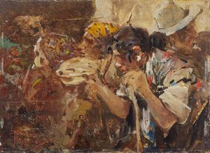 PELLEGRINI RICCARDO (1863 - 1934) - Scena con personaggi