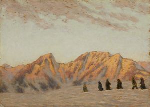 CALDERINI GIACOMO (1883 - 1949) - Passeggiata in alta montagna