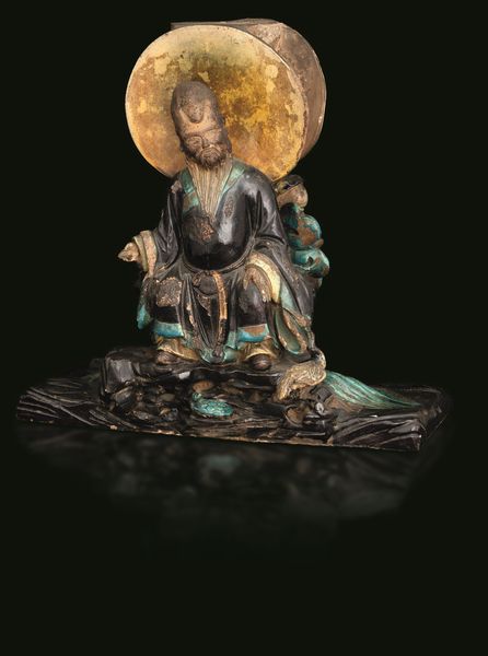 Portacandele in Fahua bifacciale raffigurante due immortali in grès, Cina, Dinastia Ming, XVII secolo  - Asta Fine Asian Works of Art - Associazione Nazionale - Case d'Asta italiane