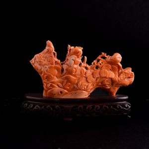 Figura in corallo raffigurante personaggi venditori, Cina, XIX secolo  - Asta Fine Asian Works of Art - Associazione Nazionale - Case d'Asta italiane