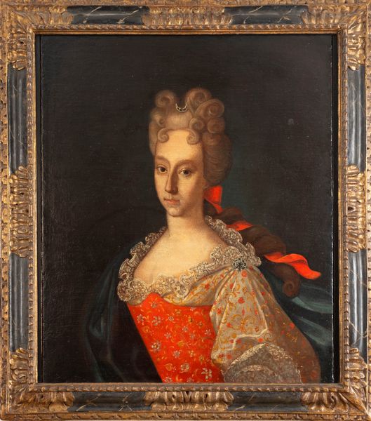 Scuola dell'Italia settentrionale, secolo XVIII : Ritratto di gentildonna a mezzo busto con fiocco rosso  - Asta Incanti d'Arte - Associazione Nazionale - Case d'Asta italiane