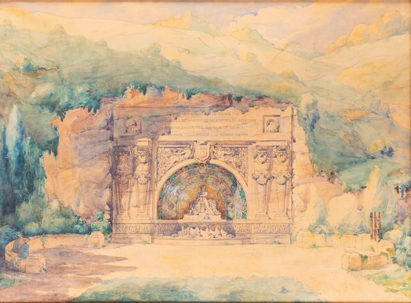 Scuola francese, fine secolo XIX - inizi secolo XX : Studio per una fontana della cittÃ  di Digione  - Asta Incanti d'Arte - Associazione Nazionale - Case d'Asta italiane