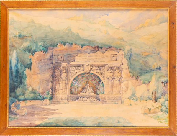 Scuola francese, fine secolo XIX - inizi secolo XX : Studio per una fontana della cittÃ  di Digione  - Asta Incanti d'Arte - Associazione Nazionale - Case d'Asta italiane