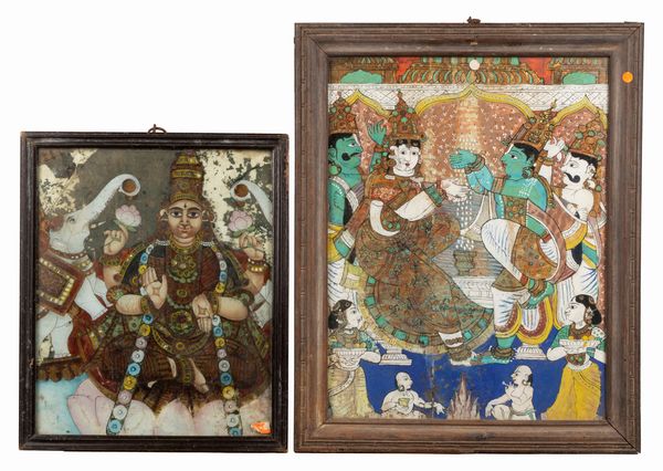 Due dipinti su vetro raffiguranti divinità indiane  - Asta Incanti d'Arte - Associazione Nazionale - Case d'Asta italiane