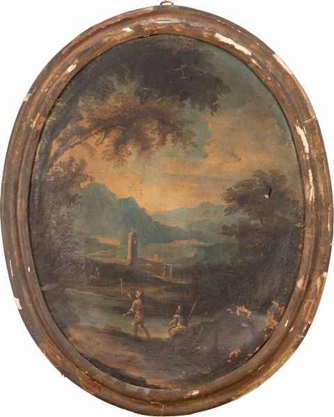 Scuola veneta, secolo XVIII : Paesaggi con figure  - Asta Incanti d'Arte - Associazione Nazionale - Case d'Asta italiane