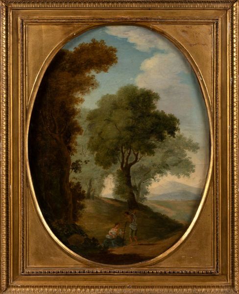 Scuola romana, fine secolo XVIII - inizi secolo XIX : Due paesaggi con viandanti  - Asta Incanti d'Arte - Associazione Nazionale - Case d'Asta italiane