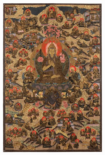 Thangka in seta  - Asta Incanti d'Arte - Associazione Nazionale - Case d'Asta italiane