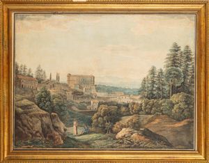Lotto composto da due vedute della campagna romana, secoli XIX-XX  - Asta Incanti d'Arte - Associazione Nazionale - Case d'Asta italiane