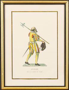 Lotto composto da quattro stampe raffiguranti costumi delle Guardie Svizzere  - Asta Incanti d'Arte - Associazione Nazionale - Case d'Asta italiane