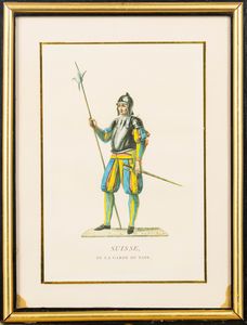 Lotto composto da quattro stampe raffiguranti costumi delle Guardie Svizzere  - Asta Incanti d'Arte - Associazione Nazionale - Case d'Asta italiane