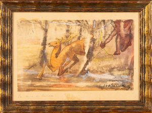 Giovanni Barrella : La cerva di Cerinea; Il cinghiale di Erimanto  - Asta Incanti d'Arte - Associazione Nazionale - Case d'Asta italiane