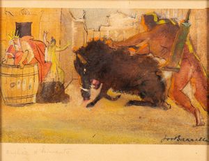 Giovanni Barrella : La cerva di Cerinea; Il cinghiale di Erimanto  - Asta Incanti d'Arte - Associazione Nazionale - Case d'Asta italiane