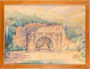 Scuola francese, fine secolo XIX - inizi secolo XX : Studio per una fontana della cittÃ  di Digione  - Asta Incanti d'Arte - Associazione Nazionale - Case d'Asta italiane