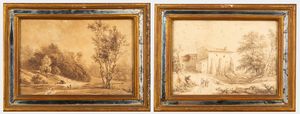 Felice Storelli - Paesaggio con viandanti; Paesaggio con pescatori