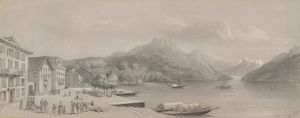 Scuola italiana, secolo XIX - Sul lago di Como