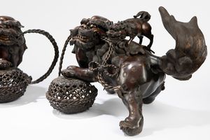 Due grandi incensieri in bronzo con coperchio  - Asta Incanti d'Arte - Associazione Nazionale - Case d'Asta italiane