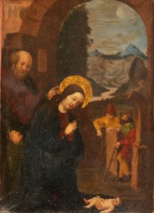 Scuola fiamminga, secolo XVI - NativitÃ 