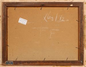 Scuola italiana, fine secolo XVIII - inizi secolo XIX : Paesaggio laziale con borgo turrito  - Asta Incanti d'Arte - Associazione Nazionale - Case d'Asta italiane