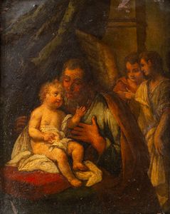 Scuola dell'Italia centrale, secolo XVII - San Giuseppe con il Bambino e due Angeli
