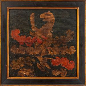 Scuola dell'Italia settentrionale, secolo XVII : Due tavelle da soffitto con stemmi nobiliari  - Asta Incanti d'Arte - Associazione Nazionale - Case d'Asta italiane