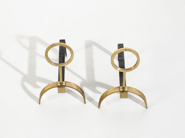 MANIFATTURA ITALIANA : Coppia di alari da camino.  - Asta Asta 503 | DESIGN E ARTI DECORATIVE DEL NOVECENTO Virtuale - Associazione Nazionale - Case d'Asta italiane