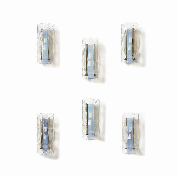 AV MAZZEGA : Sei lampade da parete, Murano.  - Asta Asta 503 | DESIGN E ARTI DECORATIVE DEL NOVECENTO Virtuale - Associazione Nazionale - Case d'Asta italiane