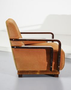 MANIFATTURA ITALIANA : Divano a due posti e coppia di poltrone.  - Asta Asta 503 | DESIGN E ARTI DECORATIVE DEL NOVECENTO Virtuale - Associazione Nazionale - Case d'Asta italiane