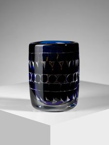 Ingeborg Lundin - Vaso a motivi geometrici della serie Ariel mod. 299-E.3 per Orrefors, Svezia.