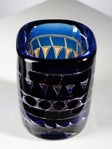 Ingeborg Lundin : Vaso a motivi geometrici della serie Ariel mod. 299-E.3 per Orrefors, Svezia.  - Asta Asta 503 | DESIGN E ARTI DECORATIVE DEL NOVECENTO Virtuale - Associazione Nazionale - Case d'Asta italiane