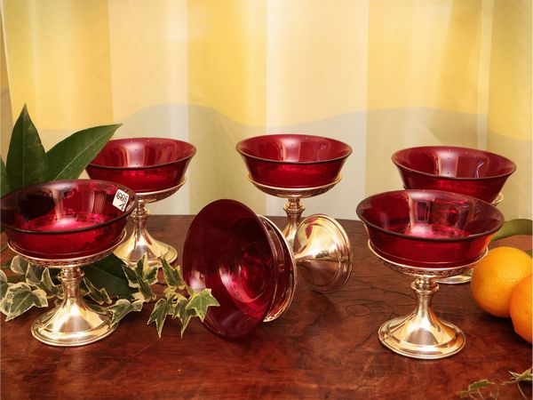 Serie di sei coppe da champagne in argento sterling  - Asta Due case fiorentine - Associazione Nazionale - Case d'Asta italiane