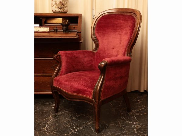 Poltrona in noce  - Asta Due case fiorentine - Associazione Nazionale - Case d'Asta italiane