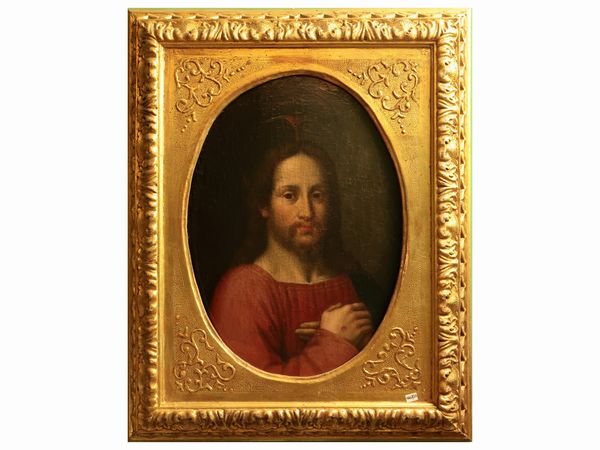 Scuola italiana del XVII secolo : Da Andrea del Sarto, Gesù Cristo  - Asta Due case fiorentine - Associazione Nazionale - Case d'Asta italiane