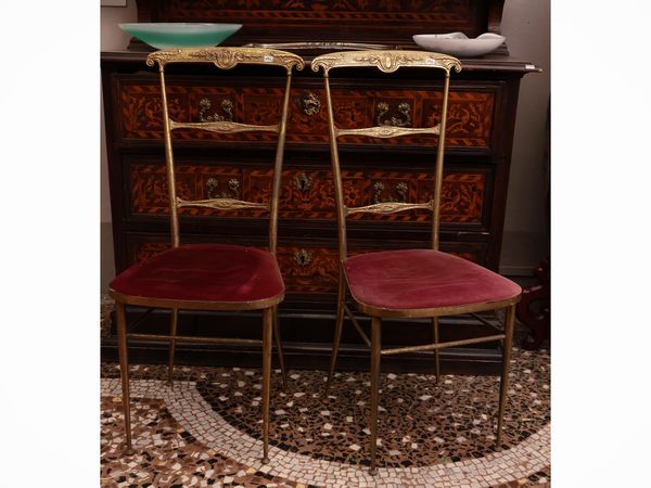 Coppia di sedie in ottone  - Asta Due case fiorentine - Associazione Nazionale - Case d'Asta italiane