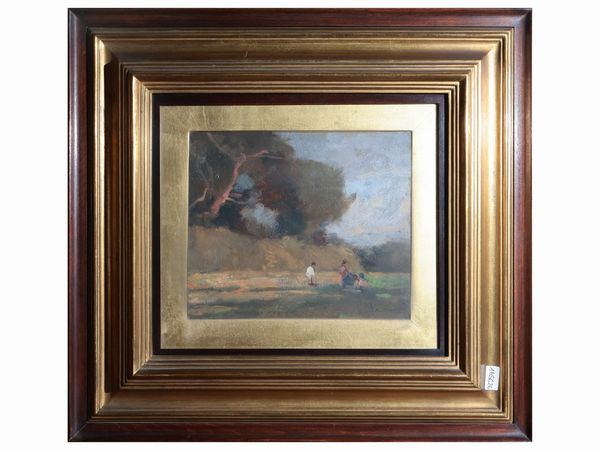 Gino Tommasi : Paesaggio con figure  - Asta Due case fiorentine - Associazione Nazionale - Case d'Asta italiane