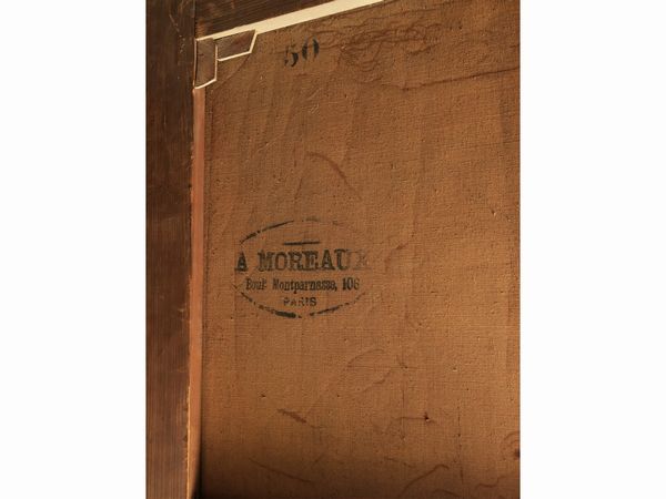 Scuola francese della fine del XIX secolo : Ritratto di giovane donna in abito da sera  - Asta Due case fiorentine - Associazione Nazionale - Case d'Asta italiane