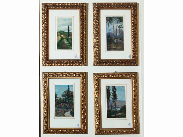 Quattro paesaggi  - Asta Due case fiorentine - Associazione Nazionale - Case d'Asta italiane