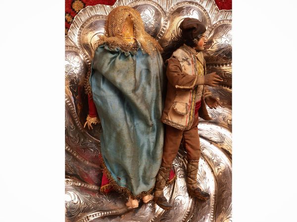 Due personaggi da presepe in legno dipinto  - Asta Due case fiorentine - Associazione Nazionale - Case d'Asta italiane