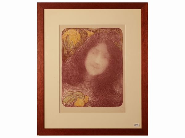 Edmond Aman-Jean : Sous les fleurs  - Asta Due case fiorentine - Associazione Nazionale - Case d'Asta italiane