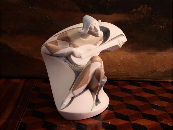 Arlecchino musicante in porcellana, serie Utopia, Lladr�  - Asta Due case fiorentine - Associazione Nazionale - Case d'Asta italiane