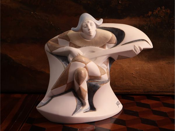 Arlecchino musicante in porcellana, serie Utopia, Lladr�  - Asta Due case fiorentine - Associazione Nazionale - Case d'Asta italiane