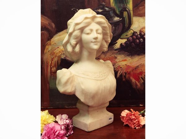 Busto di fanciulla in alabastro  - Asta Due case fiorentine - Associazione Nazionale - Case d'Asta italiane