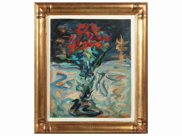 Enzo Pregno : Vaso di fiori  - Asta Due case fiorentine - Associazione Nazionale - Case d'Asta italiane