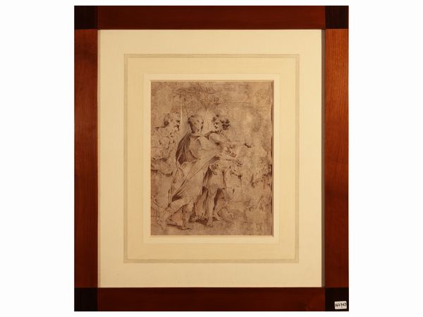 Ermenegildo attribuito Lodi : Gli Apostoli che indicano il Cristo che cammina sule acque  - Asta Due case fiorentine - Associazione Nazionale - Case d'Asta italiane