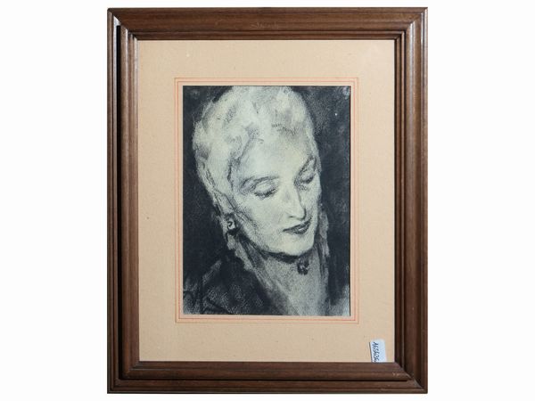 Enrico Sacchetti : Ritratto femminile  - Asta Due case fiorentine - Associazione Nazionale - Case d'Asta italiane