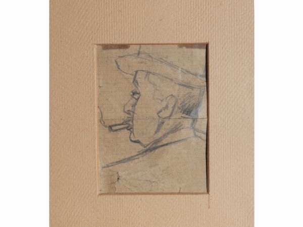 OTTONE ROSAI : Uomo con sigaretta  - Asta Due case fiorentine - Associazione Nazionale - Case d'Asta italiane