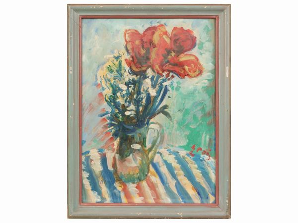 Ennio Pozzi : Vaso di fiori  - Asta Due case fiorentine - Associazione Nazionale - Case d'Asta italiane