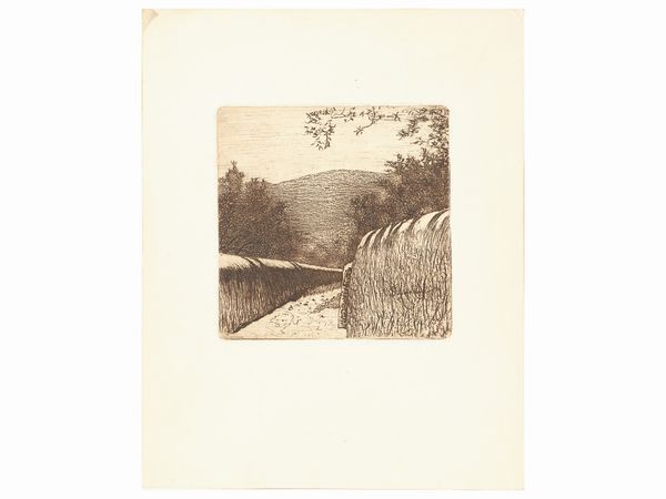 Telemaco Signorini : A Settignano  - Asta Due case fiorentine - Associazione Nazionale - Case d'Asta italiane