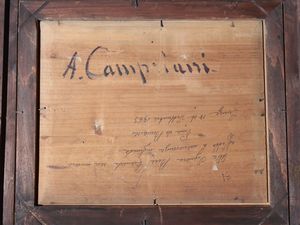 Alceste Campriani : Scorcio di strada costiera con viandanti  - Asta Due case fiorentine - Associazione Nazionale - Case d'Asta italiane