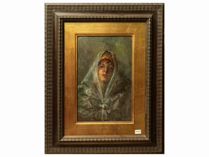 Scuola napoletana dell'inizio del XX secolo - Ritratto femminile velato